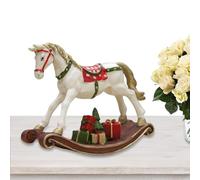 Générique Rocking Horse - Christmas Decor | Color Paint Christmas Rocking Horse Figurine Table Decor, 1-Pack Decorative Toy Craft for Party Favors and New Year, Red and White, 1PC