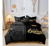 Générique Roi Reine Ensembles de Literie Noir Housse de Couette 135x200 Parure de Lit ImpriméE en Microfibre, Housse de Couette 3D pour 1 Personne avec 2 Taies d'oreiller 50x70 Cm