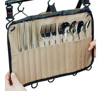 Générique Roll Up Cutlery Bag, Portable Pouch Organizer, 14.96x9.61in Multipurpose Roll Pouch, 12 Slots Storage, Authentic and Compact for Travel, Camping, or Kitchen Organization