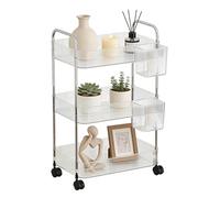 Générique Rolling Cart - Acrylic Multi-Layer Snack Trolley for Office | Transparent Tiered Shelving with Lockable Wheels, Clear Organization Unit for Home, Kitchen, Makeup and Laundry
