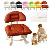 Générique Rolling Low Stool with Backrest, Cloud Comfort Swivel Stool，Brown
