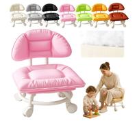 Générique Rolling Low Stool with Backrest, Cloud Comfort Swivel Stool，Pink