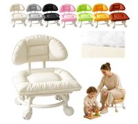 Générique Rolling Low Stool with Backrest, Cloud Comfort Swivel Stool，White