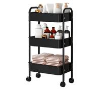 Générique Rolling Storage Cart | Multifunctional 3-Tier Kitchen Trolley | 3-Tier Rolling Storage Cart | Movable Organizer Shelf Cart for Kitchen, Bathroom, and Living Room Use, Portable Shelving Cart