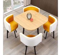 Générique Rond Carré Ensemble De Table à Manger Moderne avec 4 Chaises Table de Conférence et 4 Chaises Table de Réception pour Salle à Manger, 035,80cm/31.5in