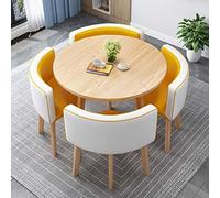 Générique Rond Carré Ensemble De Table à Manger Moderne avec 4 Chaises Table de Conférence et 4 Chaises Table de Réception pour Salle à Manger, 036, 90cm/35.4in