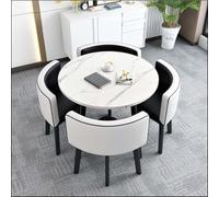 Générique Rond Carré Ensemble De Table à Manger Moderne avec 4 Chaises Table de Conférence et 4 Chaises Table de Réception pour Salle à Manger, 037,80cm/31.5in