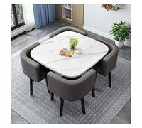 Générique Rond Carré Ensemble De Table à Manger, Table Ronde Salle À Manger avec Chaises Encastrables, Et 4 Chaises, Pieds en Caoutchouc antidérapants, for Salle à Manger(N,80cm/31.5in)