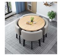 Générique Rond Carré Ensemble De Table à Manger, Table Ronde Salle À Manger avec Chaises Encastrables, Et 4 Chaises, Pieds en Caoutchouc antidérapants, for Salle à Manger(I,90cm/35.4in)