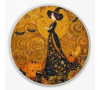 Générique Rond Tapis 80 cm Diamètre Table Basse Orange Caramel, Rétro Illustration Mosaïque Sorcière Halloween Super Doux Tapis de Décoration pour Chambre d'enfant