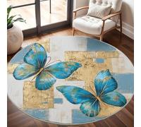 Générique Rond Tapis Poils Courts 3D 80cm Doux Confortable et Lavable, Papillon Animal Abstrait Tapi Chambre Moderne Antidérapant Multicolore Tapis Décoratif Rond pour Salon et Intérieur Extérieur