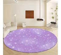 Générique Rond Tapis Salon Lavable en Machine Ø 160 cm Cartoon Ciel Étoilé Magique, Tapis Violet Pile Courte Douce - Grand Lnterieur Anti Slip Rampant pour Chambre Salon Décor à la Maison