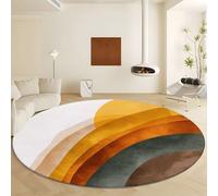 Générique Rond Tapis Salon Lavable en Machine Ø 90 cm Minimaliste Graffitis Abstraits, Tapis Or Pile Courte Douce - Grand Lnterieur Anti Slip Rampant pour Chambre Salon Décor à la Maison