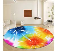 Générique Rond Tapis Salon Lavable en Machine Ø 90 cm Style Aquarelle Motifs Tie Dye, Tapis Pile Courte Douce - Grand Lnterieur Anti Slip Rampant pour Chambre Salon Décor à la Maison