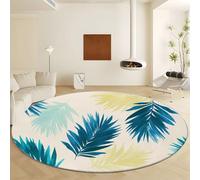 Générique Rond Tapis Salon Lavable en Machine Ø 90 cm Style Bohémien Feuilles Tropicales, Tapis Crème Pile Courte Douce - Grand Lnterieur Anti Slip Rampant pour Chambre Salon Décor à la Maison