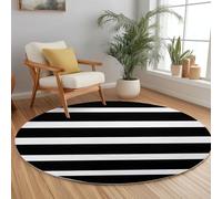 Générique Rond Tapis Salon Rayures Simples Et Horizontales 180 cm Tapis Rond Décoratif Lavable en Machine Noir, Moquette de Salon Moderne Doux Antidérapant pour Salon Chambre Salle a Manger