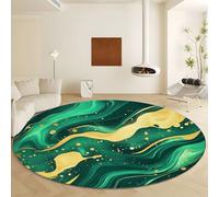 Générique Rond Tapis Salon Vert Moquette Liquide De Marbre Abstrait - Tapis Chambre de Décoration Poil Ras Lavable en Machine Paillasson Rond Antidérapant Salle a Manger Chambre Adulte, 60 cm