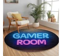 Générique Rond Tapis Transitionnel pour Salon, Salle à Manger, Chambre à Coucher, Tapis Rond à Poil Court Jeux De Lettres Antidérapant Fluffy 100 cm