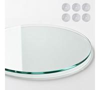 Générique Rond Vitre Plaque Plateau De Table Transparent, Plateau Bureau en Verre Trempé, Verre Transparent De Remplacement pour Tables À Manger Tables Basses(40CM(16IN))