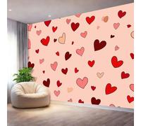 Générique Rose Clair Papier Peint Photo Panoramique, Design Plat Mignon Cœurs Roses Fresque Murale Intissé 350 x 256 cm（WxH - Papier Peint Mural Décoratif pour Salon Chambre d'Enfants et Restaurant