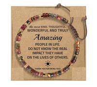 Générique Rose De Bracelet Plaqué Poignet Anneaux bracelet vert et or, carte avec message de bénédiction, anniversaire Bracelet Acier Rhodonite Bijoux (Brown, 14-24cm)