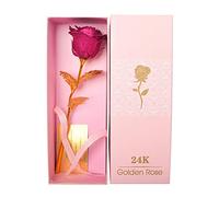 Générique Rose en Rouge Or 24 Carats,Rose en Verre Rose Eternelle Rouge Love Cadeau Anniversaire Maman Fleurs De Rose Lumineuses Cadeaux Femmes Cadeau De Saint Valentin (Plusieurs Couleurs)