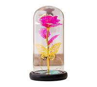 Générique Rose éternelle en verre LED - Décoration romantique et pour la Fête des Mères les mariages anniversaires occasions festives