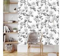 Générique Rose Fleurs Papier Adhesif Meuble Mat Papier Peint Mural Film Style Croquis Autocollant Wallpaper Rouleau Impermeable Stickers Collant Décoration pour Cuisine Tables Armoires Mur 0.4X5 M