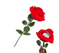 Générique Rose Flower Blossom Ring Box - 10x6cm Rose Shaped Ring Box | Wedding Rings Boxes | Flower Rings Boxes | Elegant Jewelry Case, Engagement Riing Case with Stem for Proposal Ceremony Wedding