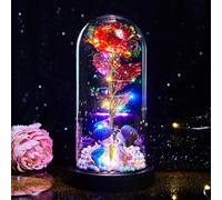 Générique Rose Flower Gifts for Women, Forever Preserved Flowers Light Up Roses Flowers in Glass Dome, Colorful Eternal Artificial Flower Rose Mom Gifts for Her,Wife,Valentine's Day,Anniversary