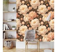 Générique Rose Pivoine Papier Peint Adhesif 3D Fleurs Oiseau Mural Motif Film Décoratif Meuble Intissé Wallpaper Autocollant Imperméable Mat Stickers Collant pour Armoires Murs Salon Chambre 0.52X3 M