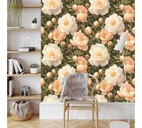 Générique Rose Pivoine Papier Peint Adhesif 3D Fleurs Oiseau Mural Motif Film Décoratif Meuble Intissé Wallpaper Autocollant Imperméable Mat Stickers Collant pour Armoires Murs Salon Chambre 0.4X20 M