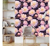 Générique Rose Pivoine Papier Peint Autocollant 0.4X10 M 3D Fleurs Oiseau Meuble Film Décoratif Imperméable Mat Stickers Collant Rouleau Facile à Nettoyer pour Surface Mural Porte Armoire Cuisine
