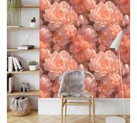 Générique Rose Pivoine Papier Peint Autocollant 0.52X5 M 3D Fleurs Oiseau Meuble Film Décoratif Imperméable Mat Stickers Collant Rouleau Facile à Nettoyer pour Surface Mural Porte Armoire Cuisine