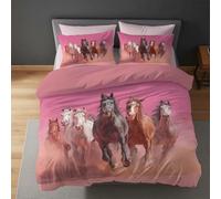 Générique Rose Poudré Polaire Housse de Couette 140 x 190,Hyperréaliste Destrier Désert,Parure de Lit, Housse de Couette Duveteux Imprimée Reversible Microfibre+Taie d'oreiller 65 x 65(1)