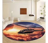 Générique Rose Rond Tapis Salon, Ciel D'Hélicoptère Moderne Tapis Rond Chambre de Moquette Poil Ras Lavable en Machine Moquette Rectangulaire Antidérapant Salle a Manger Chambre Adulte 160 cm