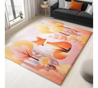 Générique Rose Tapis Animaux De Dessins Animés Renard Arbres Tapis Salon Anti-Slip Lavable À Poils Courts Doux Antidérapant 120 x 180 cm, pour Salon Chambre Cuisine Bureau & Salle À Manger Moquette