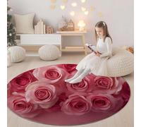 Générique Rose Tapis Rond Polyvalent 100 cm Nostalgie Plantes Motif Rose Tapis Confortable et Chic, Antidérapant et Lavable en Machine - Idée Cadeau Parfaite pour Famille ou Amis