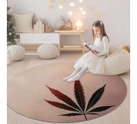 Générique Rose Tapis Rond Polyvalent 180 cm Minimalisme Plantes Feuilles De Cannabis Tapis Confortable et Chic, Antidérapant et Lavable en Machine - Idée Cadeau Parfaite pour Famille ou Amis