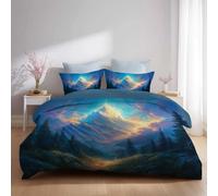 Générique Rose Violet Housse de Couette 200 x 200,Bande Dessinée Côte Pont Coucher De Soleil,Parure de Lit, Housse de Couette Duveteux Imprimée Reversible Microfibre+Taie d'oreiller 65 x 65(2)