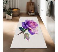Générique Roses Peintes À La Main Élégantes Tapis De Couloir 90 x 180 cm, Couleur Claire Doux Et Confortable Tapis Long Étroit Lavable Antidérapant pour Entrée, Couloir, Cuisine Et Salon