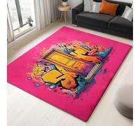 Générique RoseTapis Salon 60 x 90 cm, Dessin Animé Graffiti Personnages Anglais Lavable en Machine Tapis Antidérapant à Poils Courts - Facile à Entretenir pour Salon Salle à Manger Bureau à Domicile