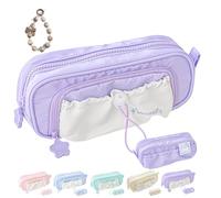 Générique Rosy Posy Pencil Case, 2025 New RosyPosy Kawaii Pencil Case, Large Capacity Drawstring Multi-Pocket Design, Cute Aesthetic Pouch Holder, Waterproof, Soft (Purple)