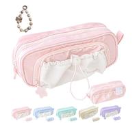 Générique Rosy Posy Pencil Case, 2025 New RosyPosy Kawaii Pencil Case, Large Capacity Drawstring Multi-Pocket Design, Cute Aesthetic Pouch Holder, Waterproof, Soft (Pink)