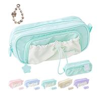 Générique Rosy Posy Pencil Case, 2025 New RosyPosy Kawaii Pencil Case, Large Capacity Drawstring Multi-Pocket Design, Cute Aesthetic Pouch Holder, Waterproof, Soft (Green)