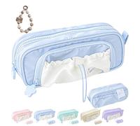 Générique Rosy Posy Pencil Case, 2025 New RosyPosy Kawaii Pencil Case, Large Capacity Drawstring Multi-Pocket Design, Cute Aesthetic Pouch Holder, Waterproof, Soft (Blue)