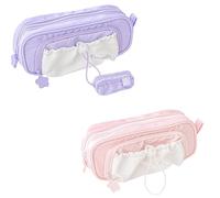 Générique Rosy Posy Pencil Case, 2025 New RosyPosy Kawaii Pencil Case, PencilCase Big Capacity, Large Capacity Drawstring Multi-Pocket Design, Waterproof, Soft (Pink+Purple)