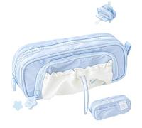 Générique Rosy Posy Pencil Case, 2025 New RosyPosy Kawaii Pencil Case, PencilCase Big Capacity, Large Capacity Drawstring Multi-Pocket Design, Waterproof, Soft (Blue)