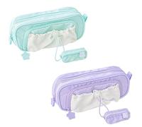Générique Rosy Posy Pencil Case, 2025 New RosyPosy Kawaii Pencil Case, PencilCase Big Capacity, Large Capacity Drawstring Multi-Pocket Design, Waterproof, Soft (Green+Purple)