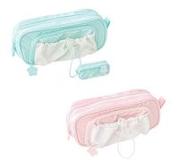 Générique Rosy Posy Pencil Case, 2025 New RosyPosy Kawaii Pencil Case, PencilCase Big Capacity, Large Capacity Drawstring Multi-Pocket Design, Waterproof, Soft (Green+Pink)